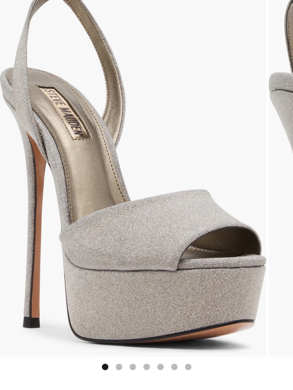Steve Madden Silver Glitter Platform Slingback Heels